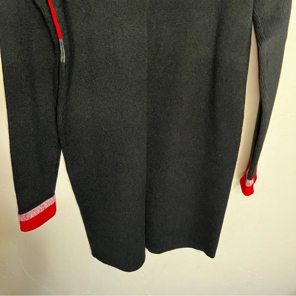 Free People Winter Break Black‎ Red Colorblock Ribbed Turtleneck Sweater Dress